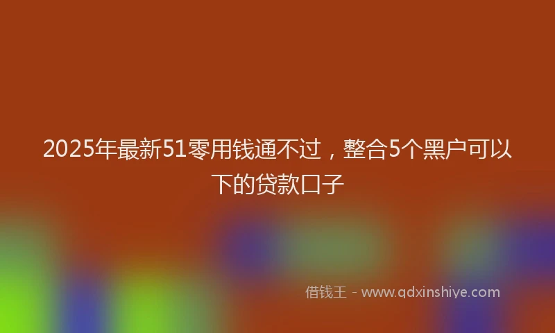 2025年最新51零用钱通不过，整合5个黑户可以下的贷款口子