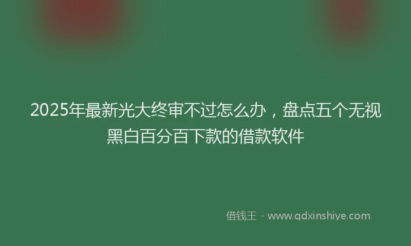 2025年最新光大终审不过怎么办，盘点五个无视黑白百分百下款的借款软件