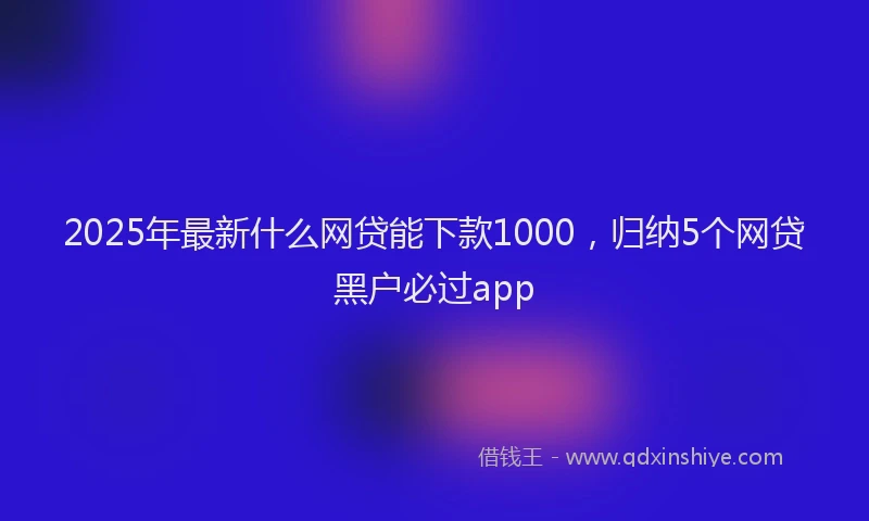 2025年最新什么网贷能下款1000，归纳5个网贷黑户必过app