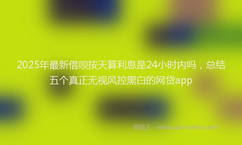 2025年最新借呗按天算利息是24小时内吗，总结五个真正无视风控黑白的网贷app