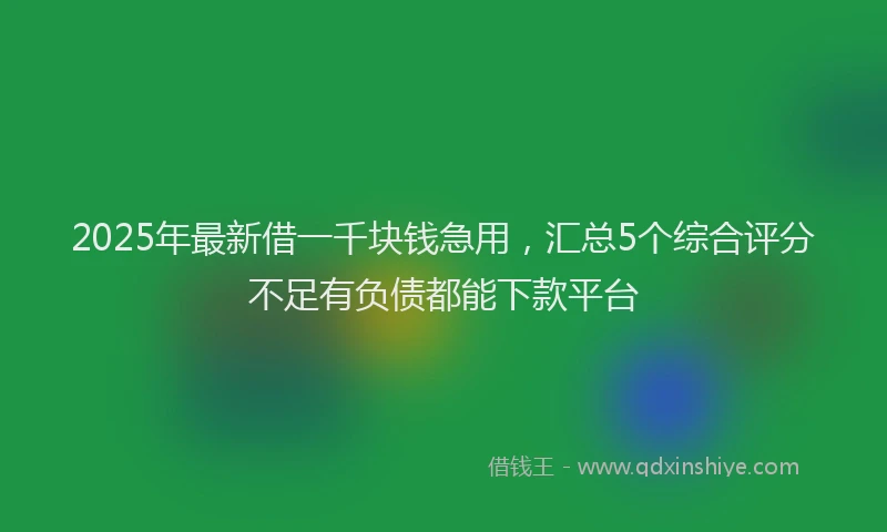 2025年最新借一千块钱急用，汇总5个综合评分不足有负债都能下款平台