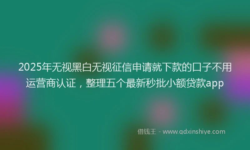 2025年无视黑白无视征信申请就下款的口子不用运营商认证，整理五个最新秒批小额贷款app