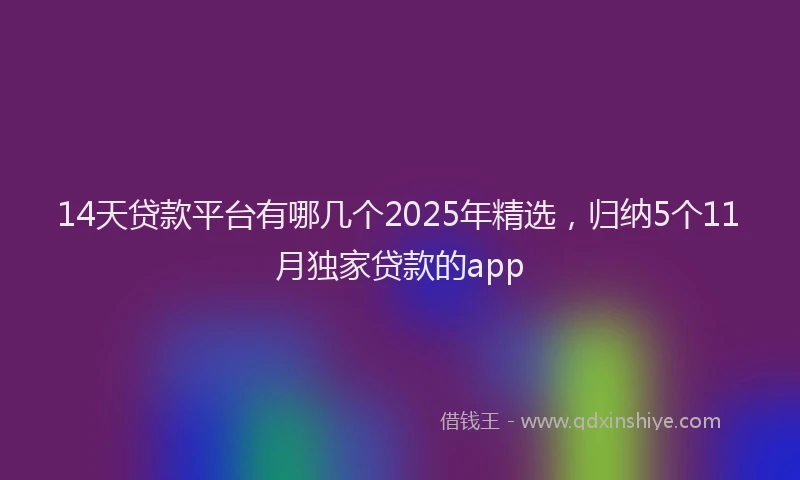 14天贷款平台有哪几个2025年精选，归纳5个11月独家贷款的app
