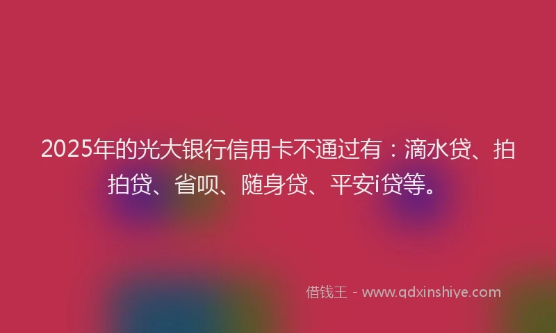 2025年的光大银行信用卡不通过有：滴水贷、拍拍贷、省呗、随身贷、平安i贷等。