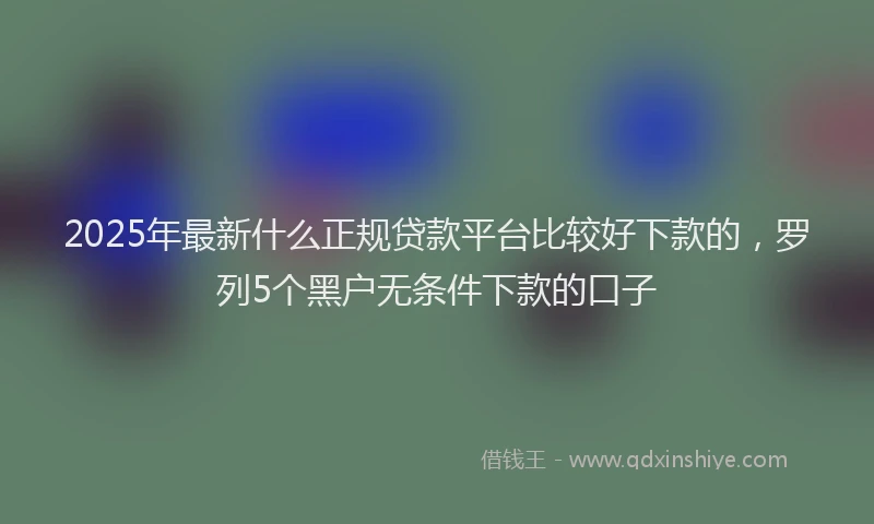 2025年最新什么正规贷款平台比较好下款的，罗列5个黑户无条件下款的口子