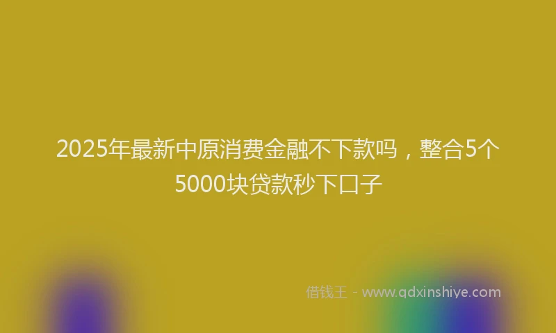2025年最新中原消费金融不下款吗，整合5个5000块贷款秒下口子