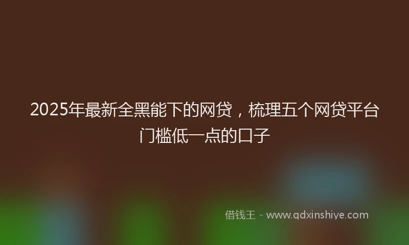 2025年最新全黑能下的网贷，梳理五个网贷平台门槛低一点的口子
