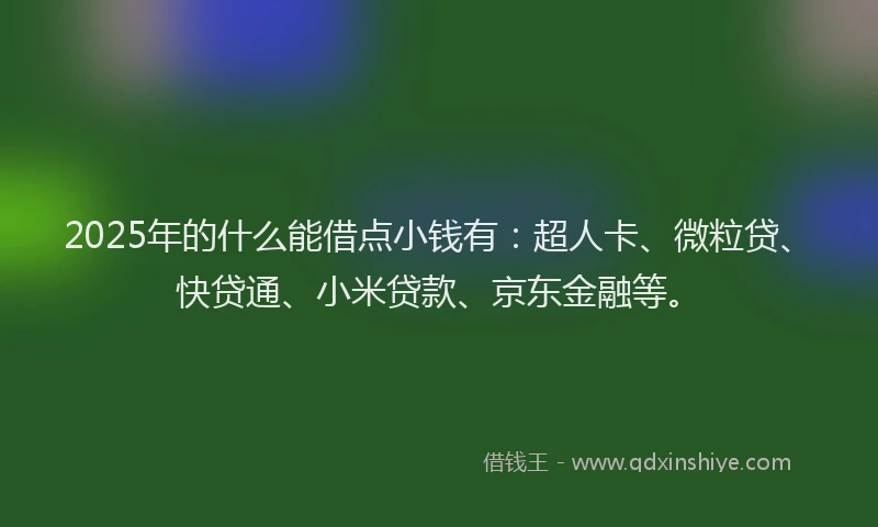 2025年的什么能借点小钱有：超人卡、微粒贷、快贷通、小米贷款、京东金融等。