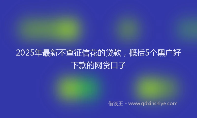 2025年最新不查征信花的贷款，概括5个黑户好下款的网贷口子
