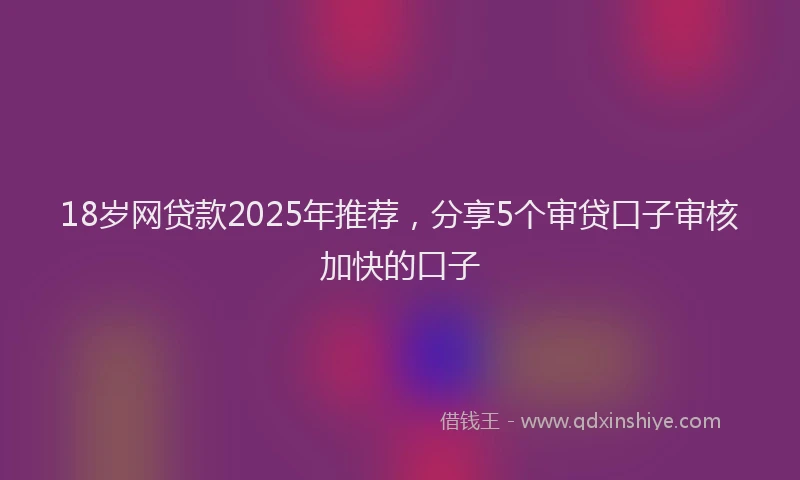 18岁网贷款2025年推荐，分享5个审贷口子审核加快的口子