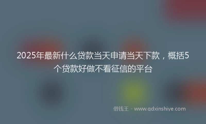 2025年最新什么贷款当天申请当天下款，概括5个贷款好做不看征信的平台