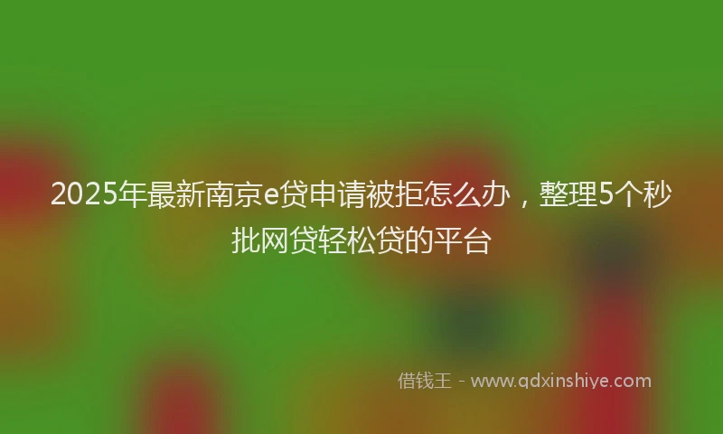 2025年最新南京e贷申请被拒怎么办，整理5个秒批网贷轻松贷的平台