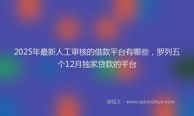 2025年最新人工审核的借款平台有哪些，罗列五个12月独家贷款的平台