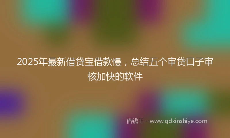 2025年最新借贷宝借款慢，总结五个审贷口子审核加快的软件