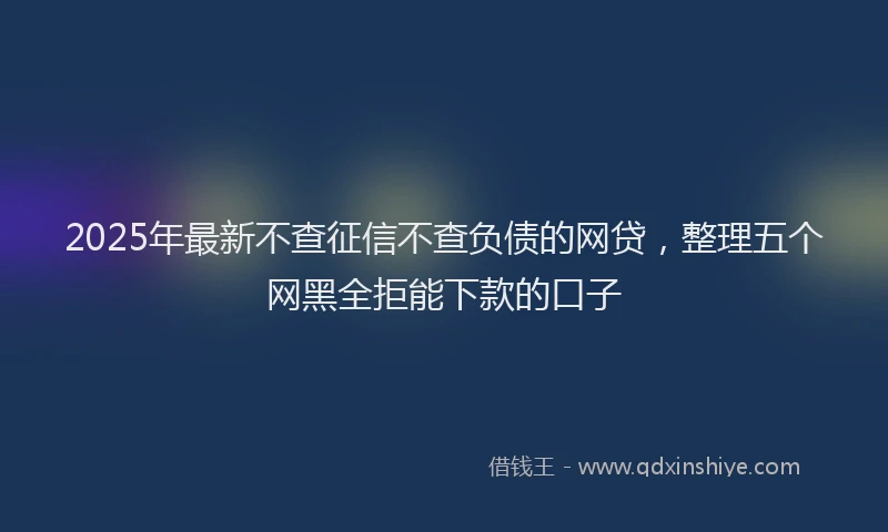 2025年最新不查征信不查负债的网贷，整理五个网黑全拒能下款的口子