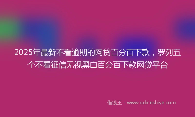 2025年最新不看逾期的网贷百分百下款，罗列五个不看征信无视黑白百分百下款网贷平台