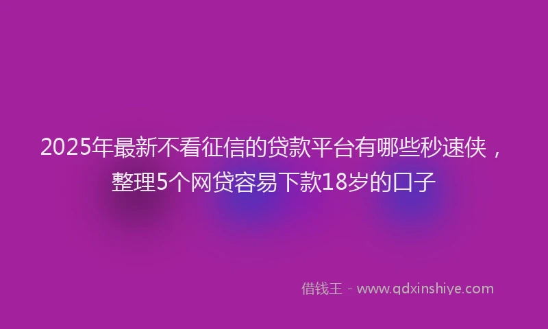 2025年最新不看征信的贷款平台有哪些秒速侠，整理5个网贷容易下款18岁的口子