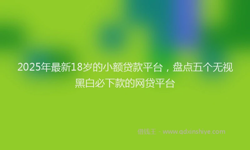 2025年最新18岁的小额贷款平台，盘点五个无视黑白必下款的网贷平台