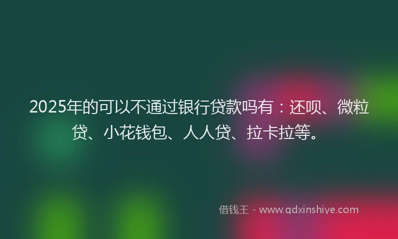 2025年的可以不通过银行贷款吗有：还呗、微粒贷、小花钱包、人人贷、拉卡拉等。