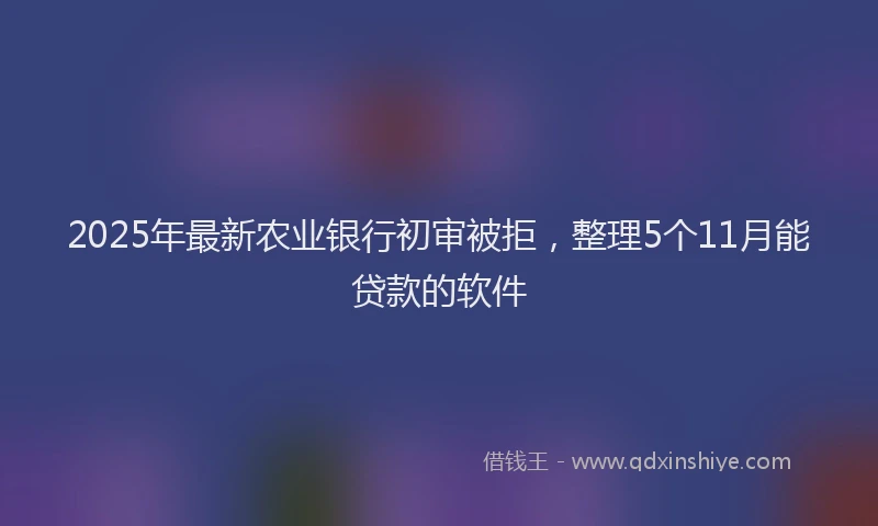 2025年最新农业银行初审被拒，整理5个11月能贷款的软件