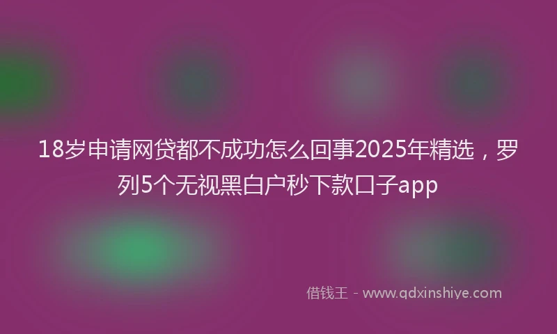 18岁申请网贷都不成功怎么回事2025年精选，罗列5个无视黑白户秒下款口子app