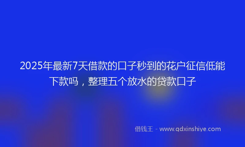 2025年最新7天借款的口子秒到的花户征信低能下款吗，整理五个放水的贷款口子