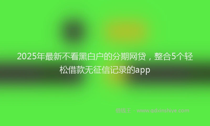 2025年最新不看黑白户的分期网贷，整合5个轻松借款无征信记录的app