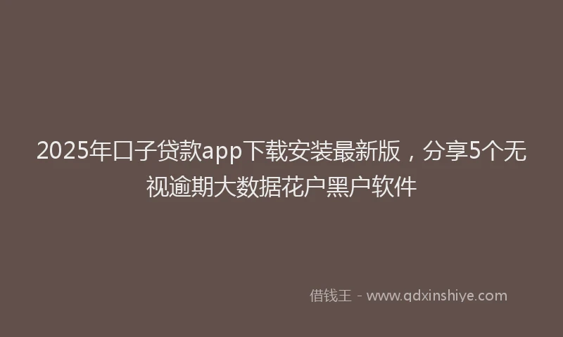 2025年口子贷款app下载安装最新版，分享5个无视逾期大数据花户黑户软件