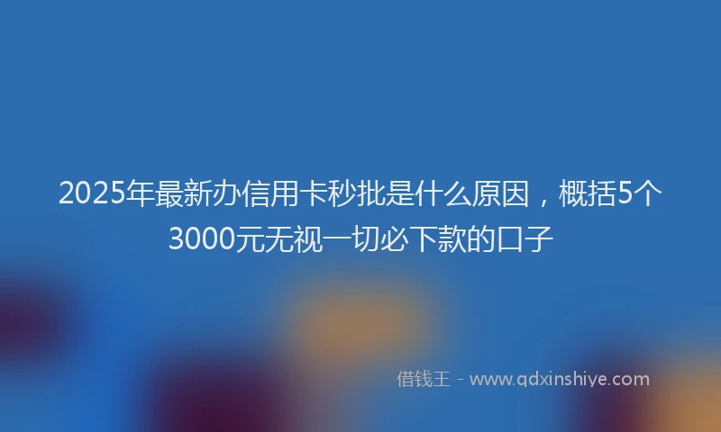 2025年最新办信用卡秒批是什么原因，概括5个3000元无视一切必下款的口子