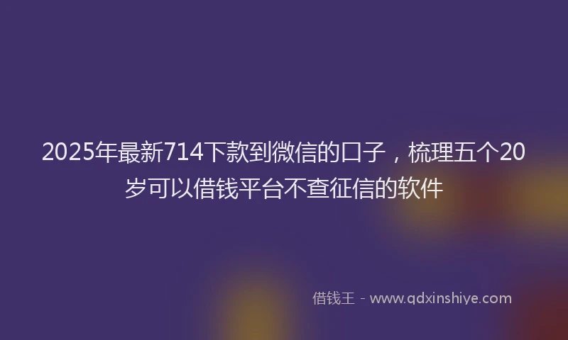2025年最新714下款到微信的口子，梳理五个20岁可以借钱平台不查征信的软件