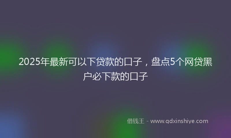 2025年最新可以下贷款的口子，盘点5个网贷黑户必下款的口子