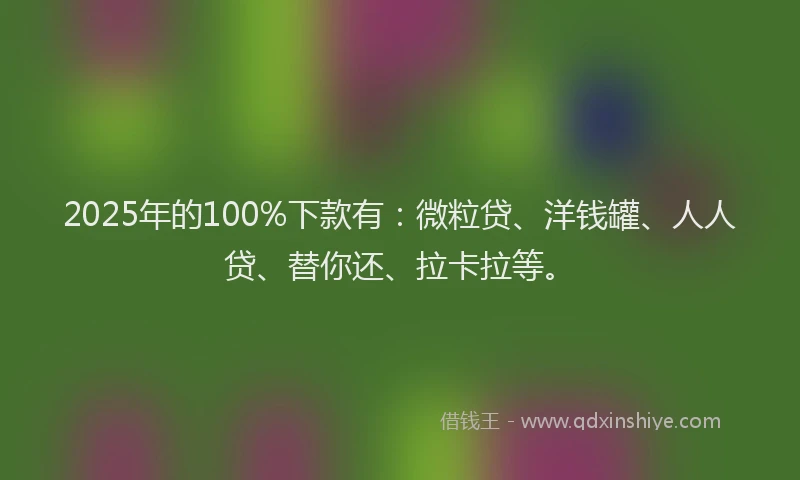 2025年的100%下款有：微粒贷、洋钱罐、人人贷、替你还、拉卡拉等。