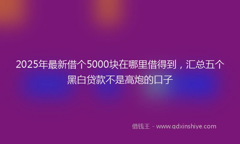 2025年最新借个5000块在哪里借得到，汇总五个黑白贷款不是高炮的口子