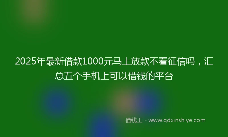 2025年最新借款1000元马上放款不看征信吗，汇总五个手机上可以借钱的平台