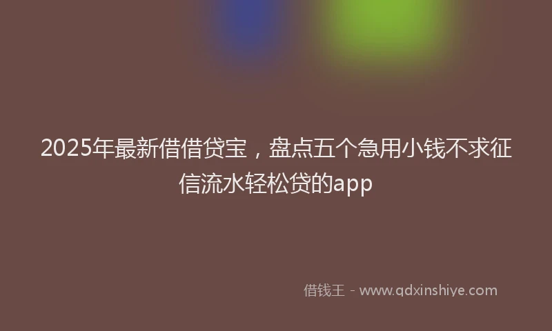2025年最新借借贷宝，盘点五个急用小钱不求征信流水轻松贷的app