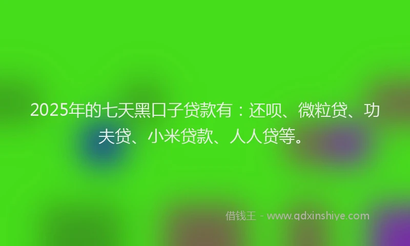 2025年的七天黑口子贷款有：还呗、微粒贷、功夫贷、小米贷款、人人贷等。