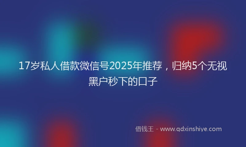 17岁私人借款微信号2025年推荐，归纳5个无视黑户秒下的口子
