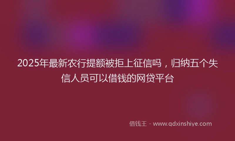 2025年最新农行提额被拒上征信吗，归纳五个失信人员可以借钱的网贷平台
