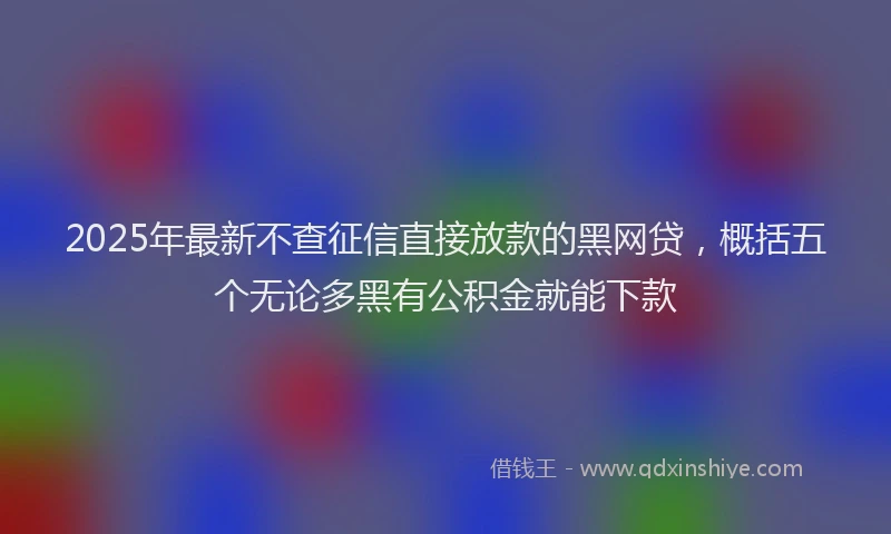 2025年最新不查征信直接放款的黑网贷，概括五个无论多黑有公积金就能下款
