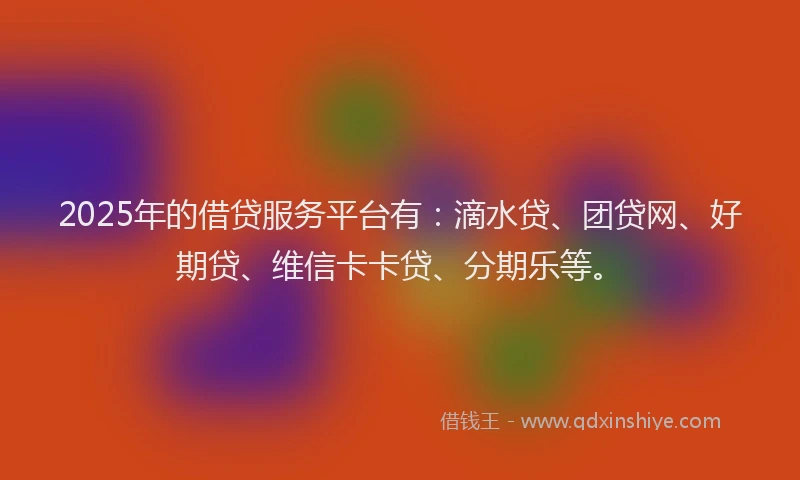 2025年的借贷服务平台有：滴水贷、团贷网、好期贷、维信卡卡贷、分期乐等。