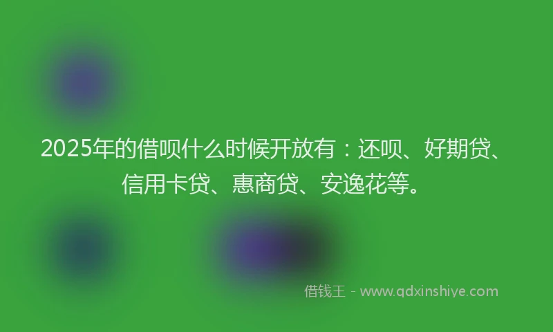 2025年的借呗什么时候开放有：还呗、好期贷、信用卡贷、惠商贷、安逸花等。