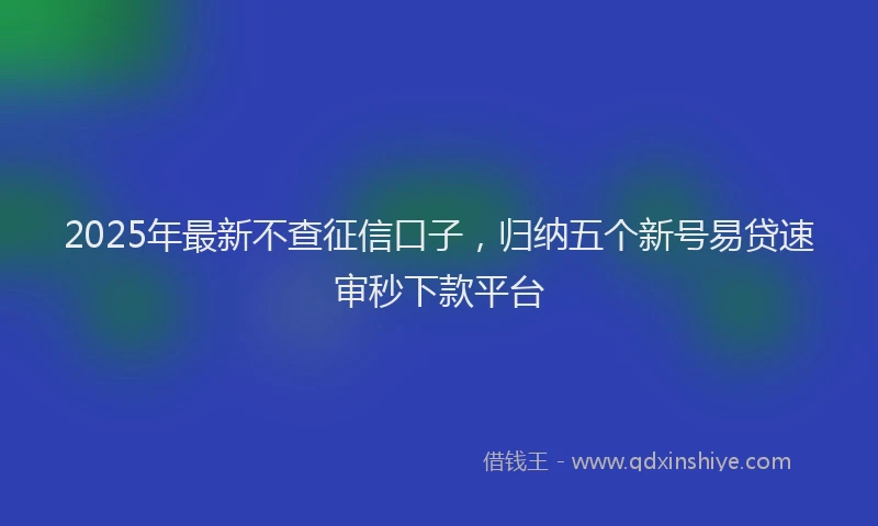 2025年最新不查征信口子，归纳五个新号易贷速审秒下款平台