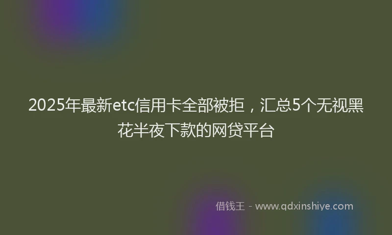 2025年最新etc信用卡全部被拒，汇总5个无视黑花半夜下款的网贷平台