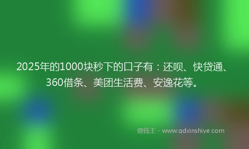 2025年的1000块秒下的口子有：还呗、快贷通、360借条、美团生活费、安逸花等。