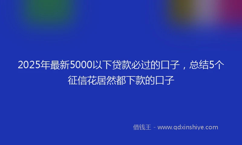 2025年最新5000以下贷款必过的口子，总结5个征信花居然都下款的口子