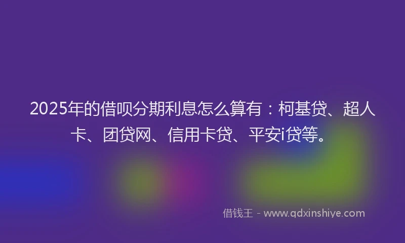 2025年的借呗分期利息怎么算有：柯基贷、超人卡、团贷网、信用卡贷、平安i贷等。