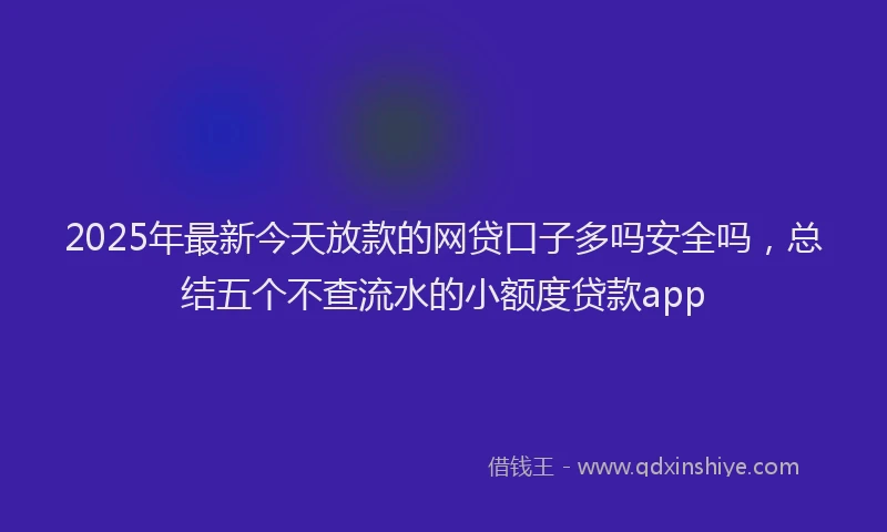 2025年最新今天放款的网贷口子多吗安全吗，总结五个不查流水的小额度贷款app