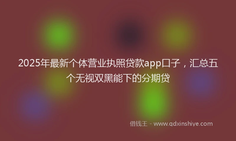 2025年最新个体营业执照贷款app口子，汇总五个无视双黑能下的分期贷