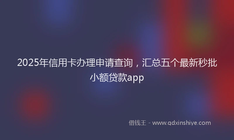 2025年信用卡办理申请查询，汇总五个最新秒批小额贷款app
