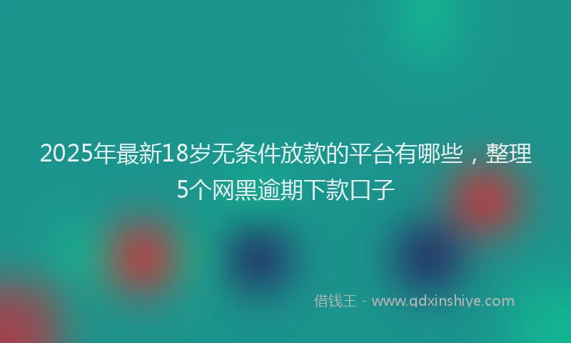 2025年最新18岁无条件放款的平台有哪些，整理5个网黑逾期下款口子